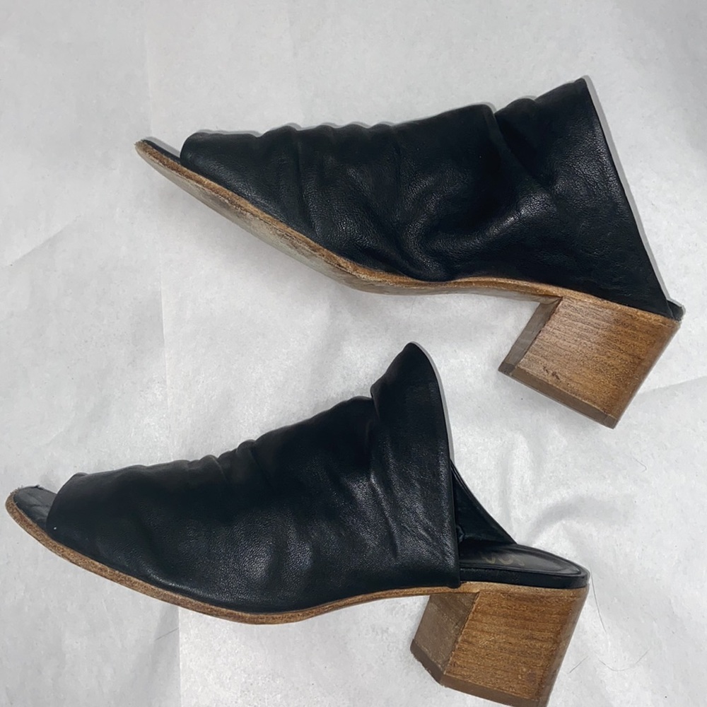 Mimosa mules! Peep toe, leather and chunky heel, made in Italy size 40 - Picture 5 of 10